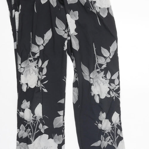 NEXT Womens Black Geometric Polyester Trousers Size 8 Regular