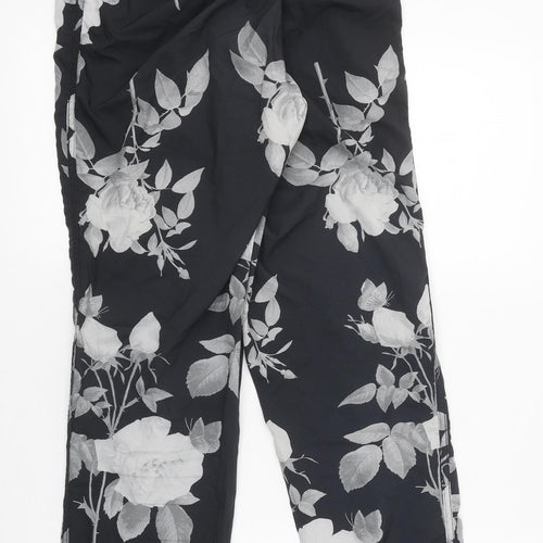 NEXT Womens Black Geometric Polyester Trousers Size 8 Regular