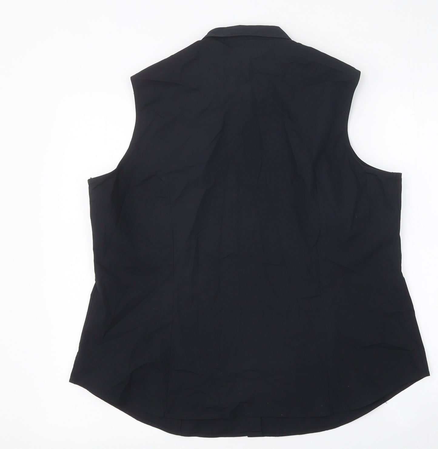 Marks and Spencer Womens Black Polyester Basic Button-Up Size 20 Collared