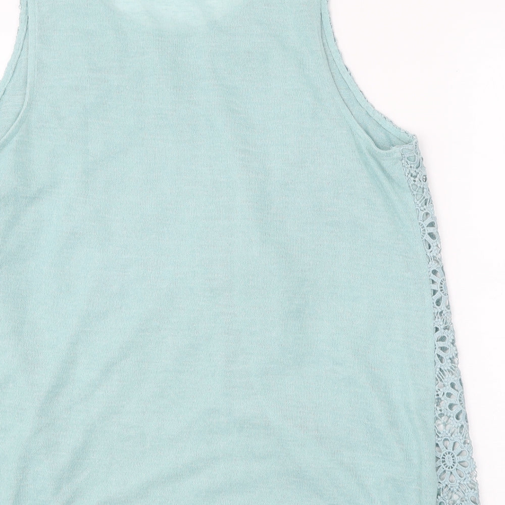 George Womens Blue Polyester Basic Tank Size 20 Boat Neck - Lace Front