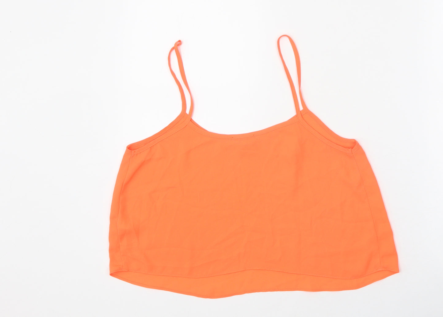 Topshop Womens Orange Polyester Basic Tank Size 10 Scoop Neck