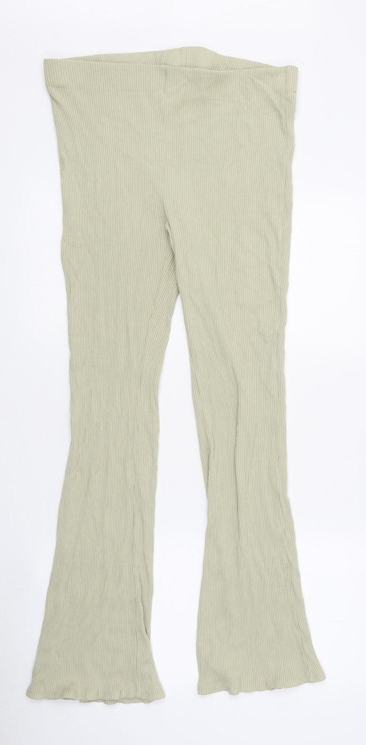 H&M Womens Green Polyester Trousers Size L Regular