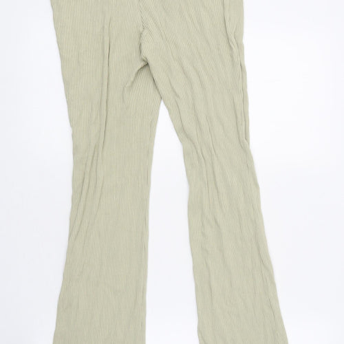 H&M Womens Green Polyester Trousers Size L Regular