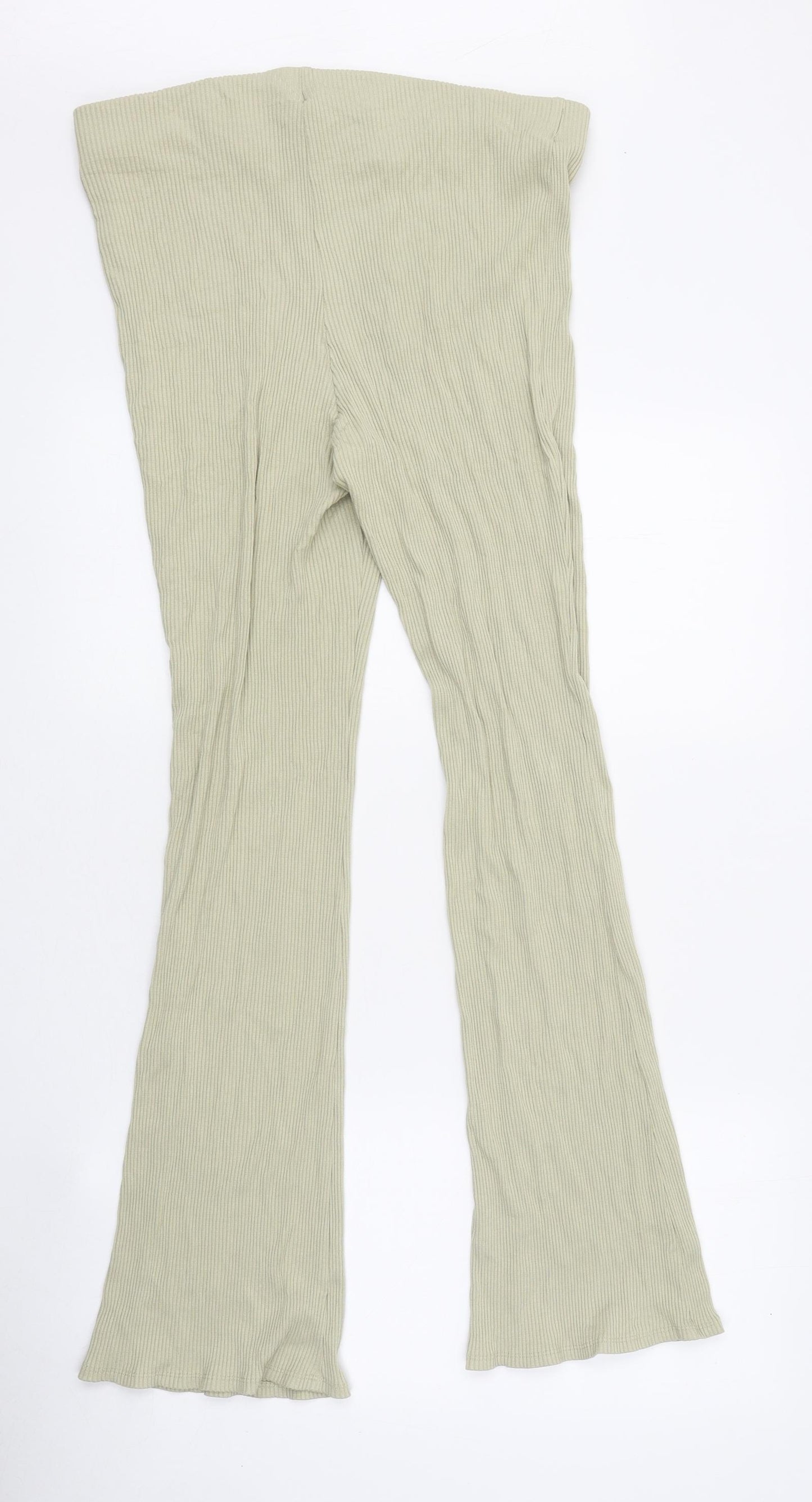 H&M Womens Green Polyester Trousers Size L Regular