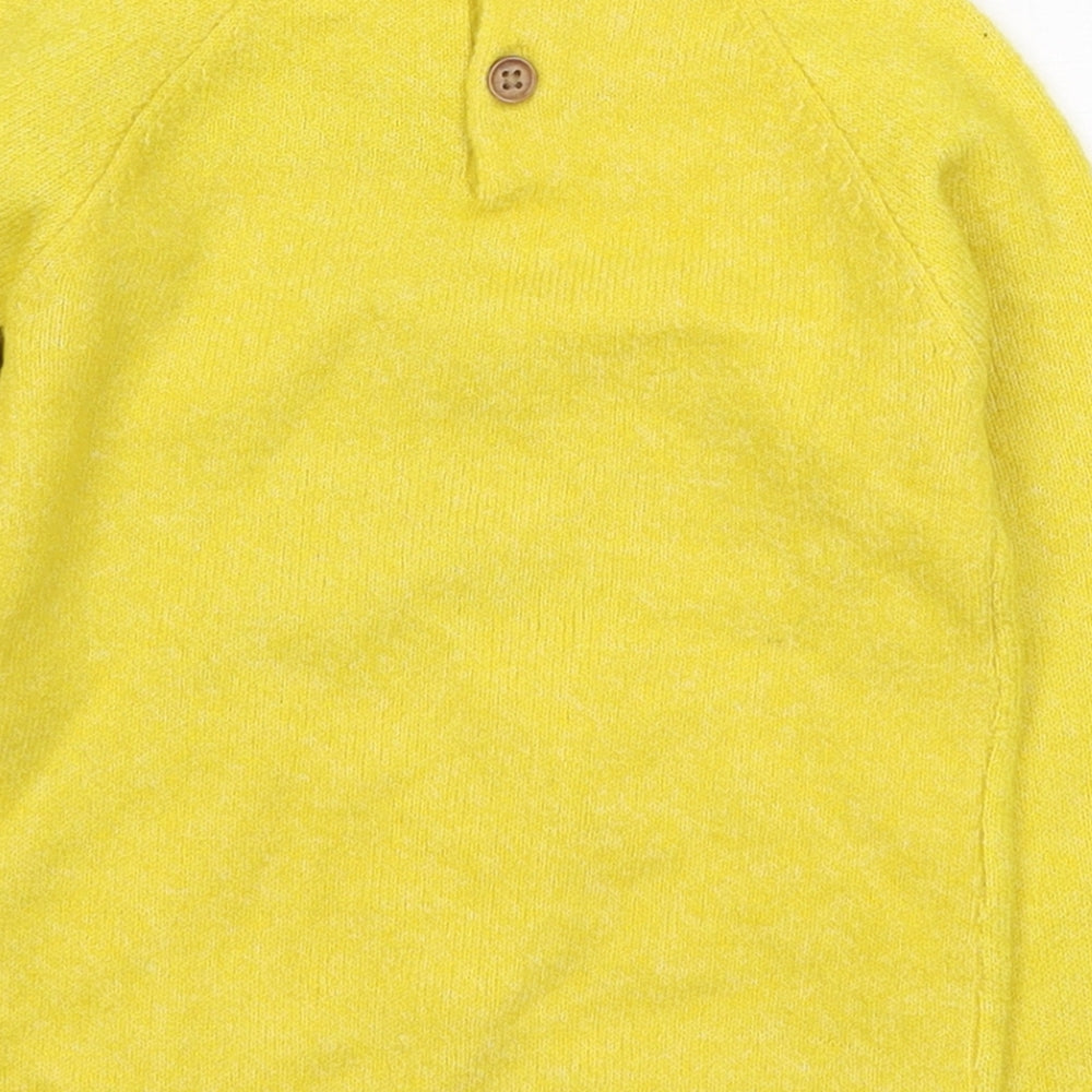 Preworn Boys Yellow Round Neck Acrylic Pullover Jumper Size 2-3 Years Pullover - Bear print