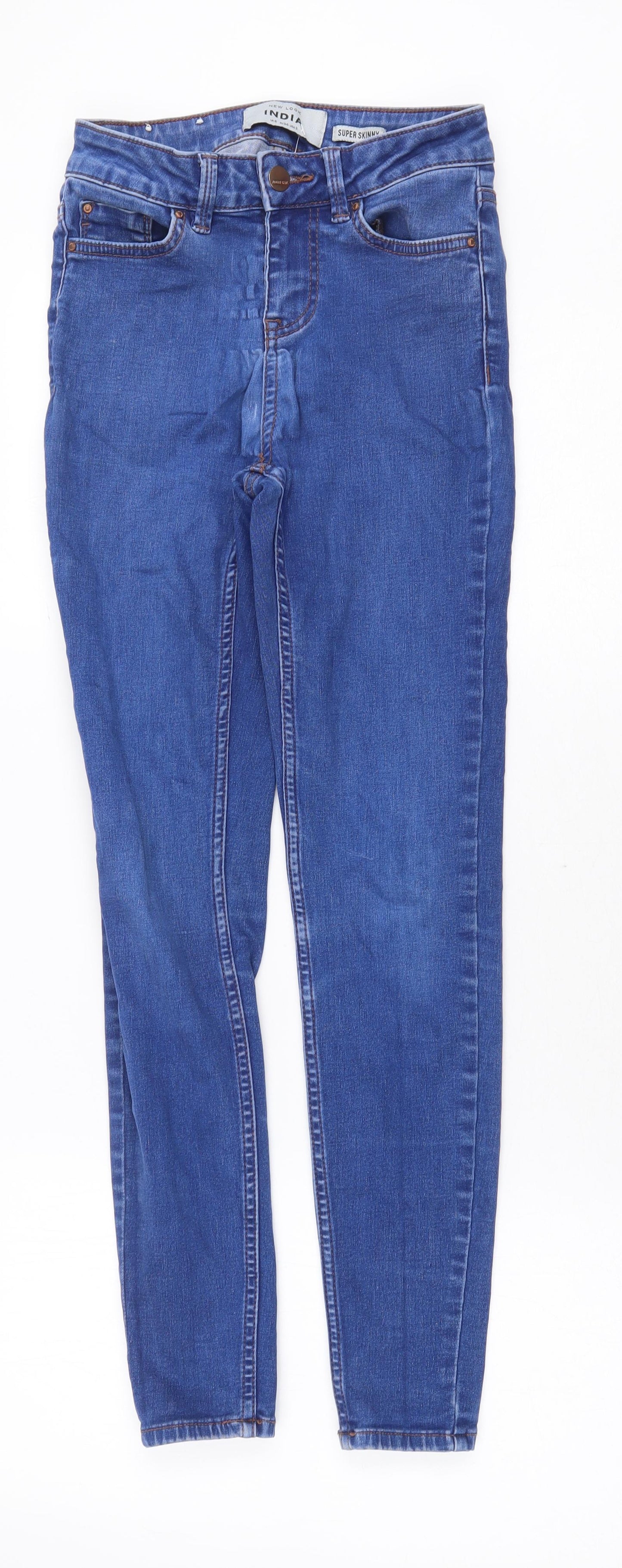 New Look Womens Blue Cotton Straight Jeans Size 6 Regular Zip