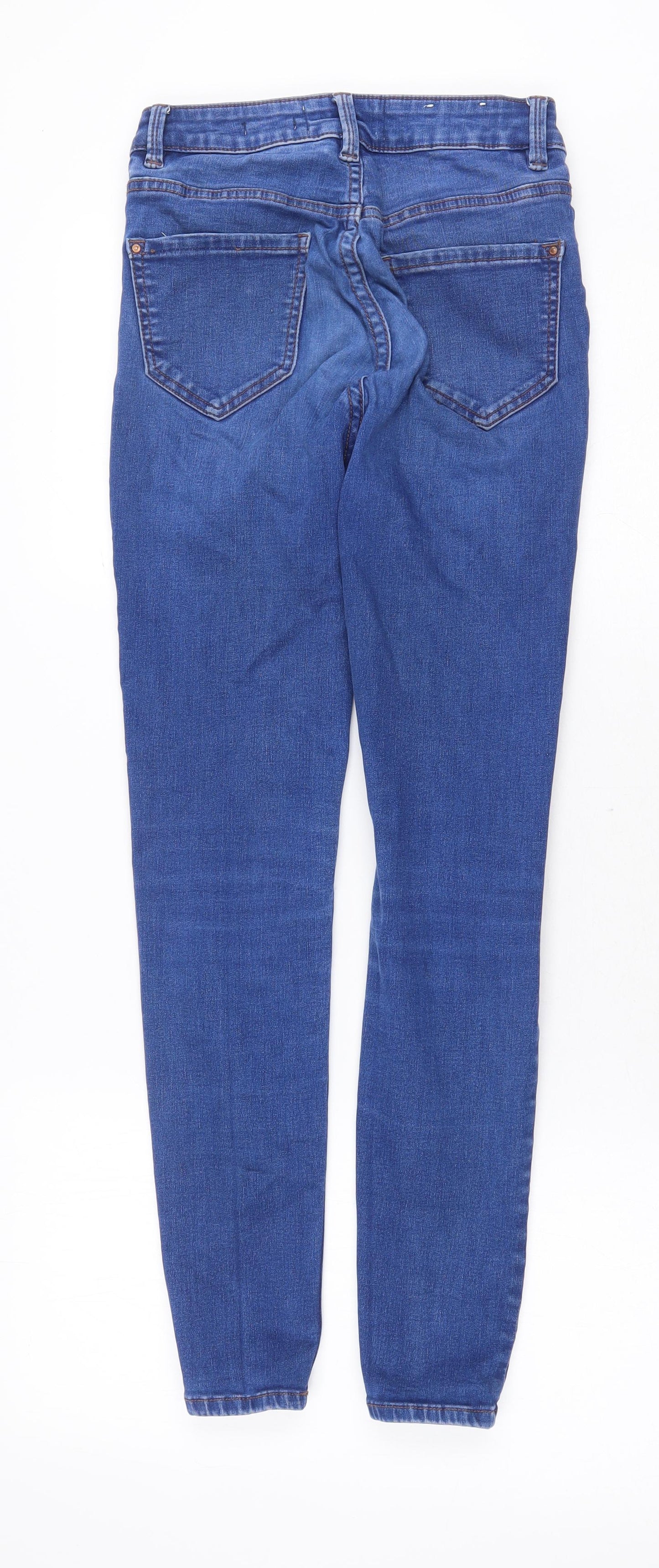 New Look Womens Blue Cotton Straight Jeans Size 6 Regular Zip