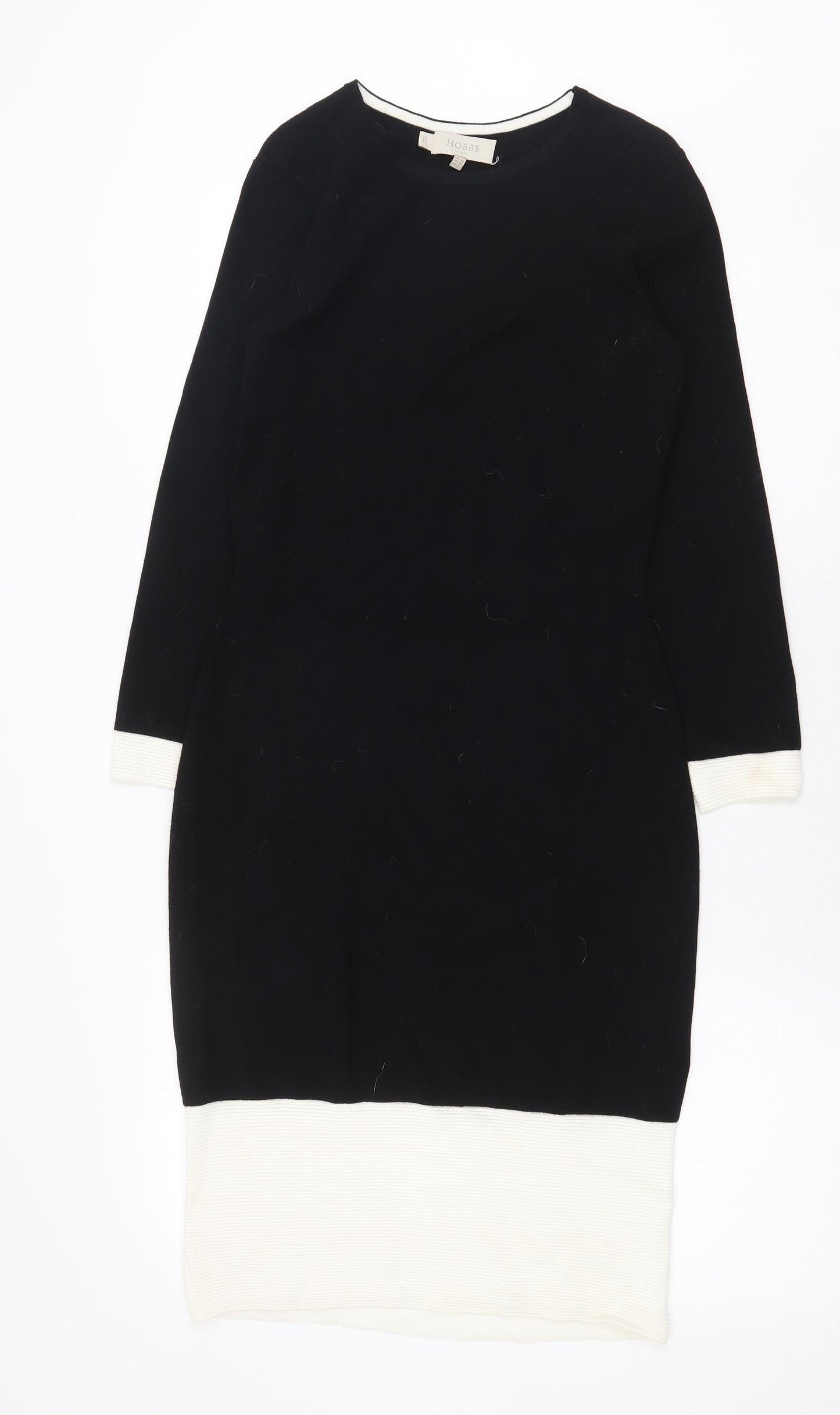 Hobbs Womens Black Viscose Sheath Size 8 Boat Neck Pullover