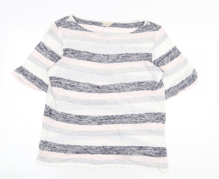 Phase Eight Womens Multicoloured Striped Cotton Basic T-Shirt Size 8 Boat Neck
