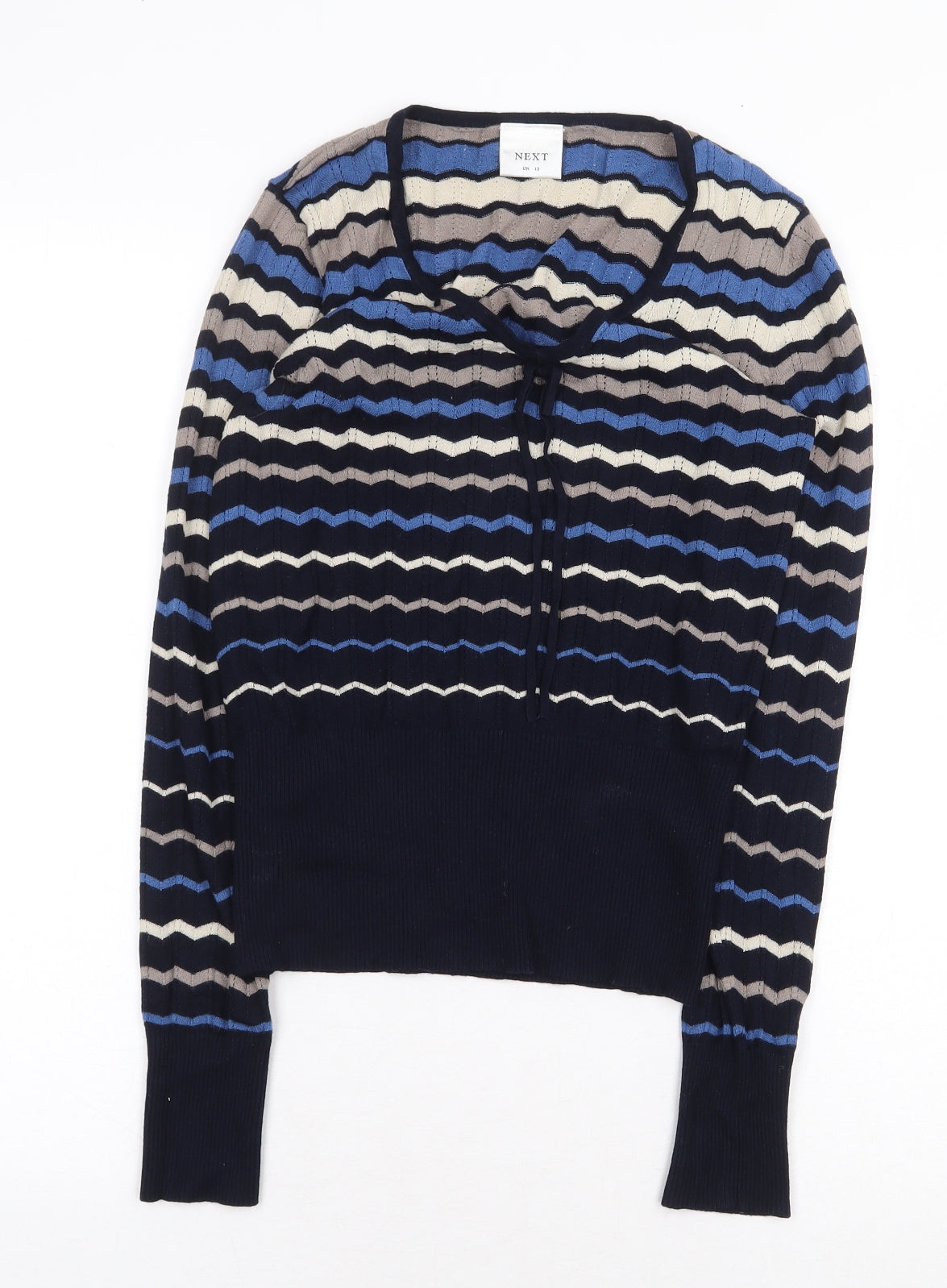 NEXT Womens Multicoloured Scoop Neck Striped Viscose Pullover Jumper Size 10