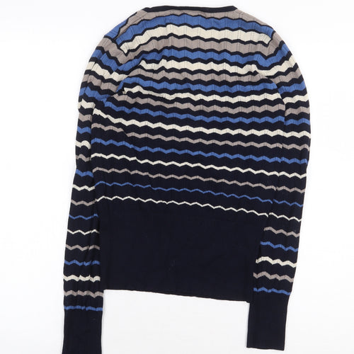NEXT Womens Multicoloured Scoop Neck Striped Viscose Pullover Jumper Size 10