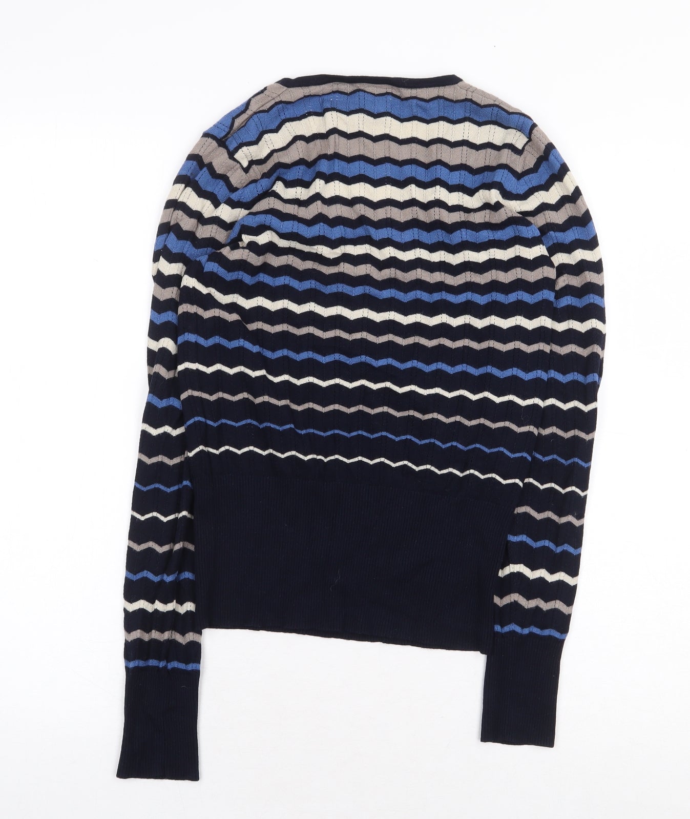 NEXT Womens Multicoloured Scoop Neck Striped Viscose Pullover Jumper Size 10