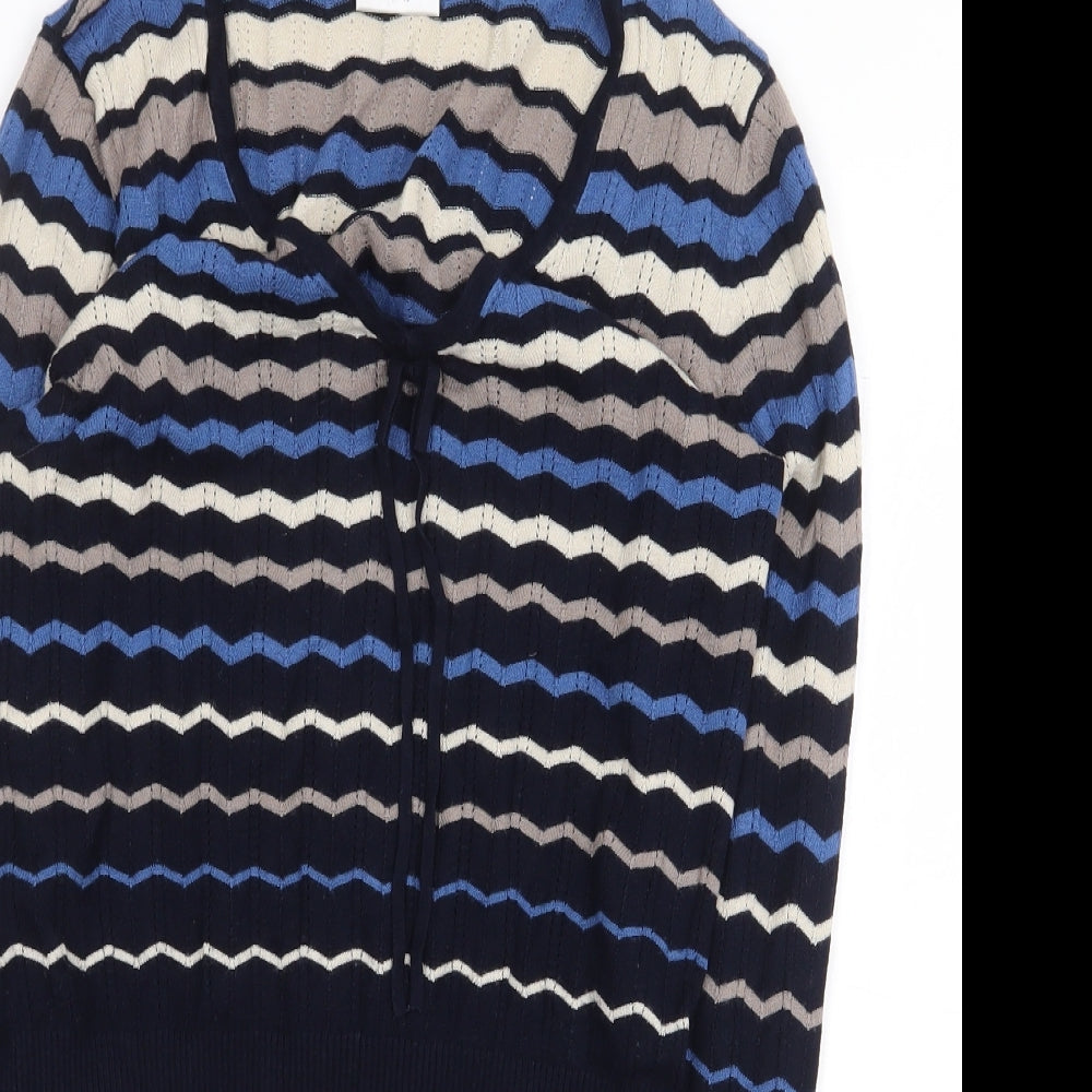 NEXT Womens Multicoloured Scoop Neck Striped Viscose Pullover Jumper Size 10