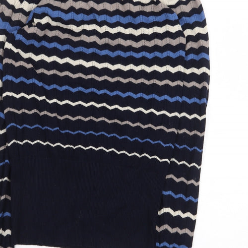 NEXT Womens Multicoloured Scoop Neck Striped Viscose Pullover Jumper Size 10