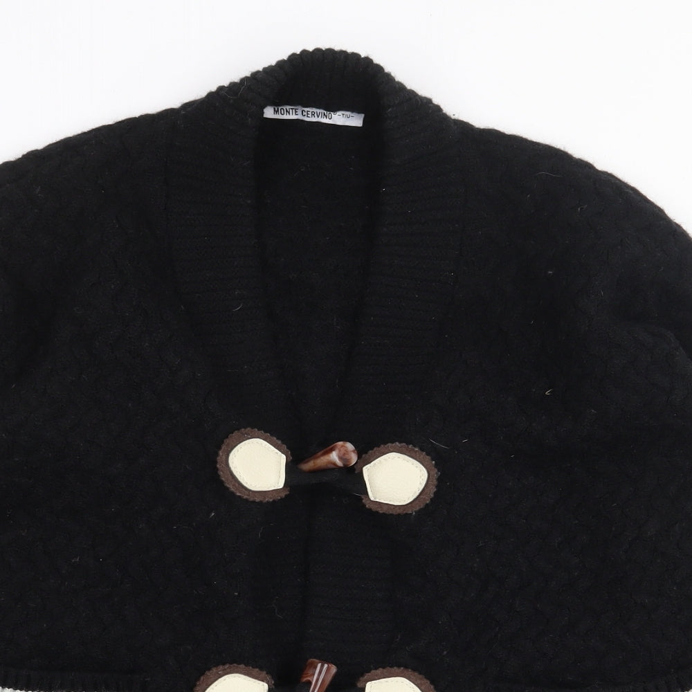 Monte Cervino Womens Black V-Neck Polyester Cardigan Jumper Size M