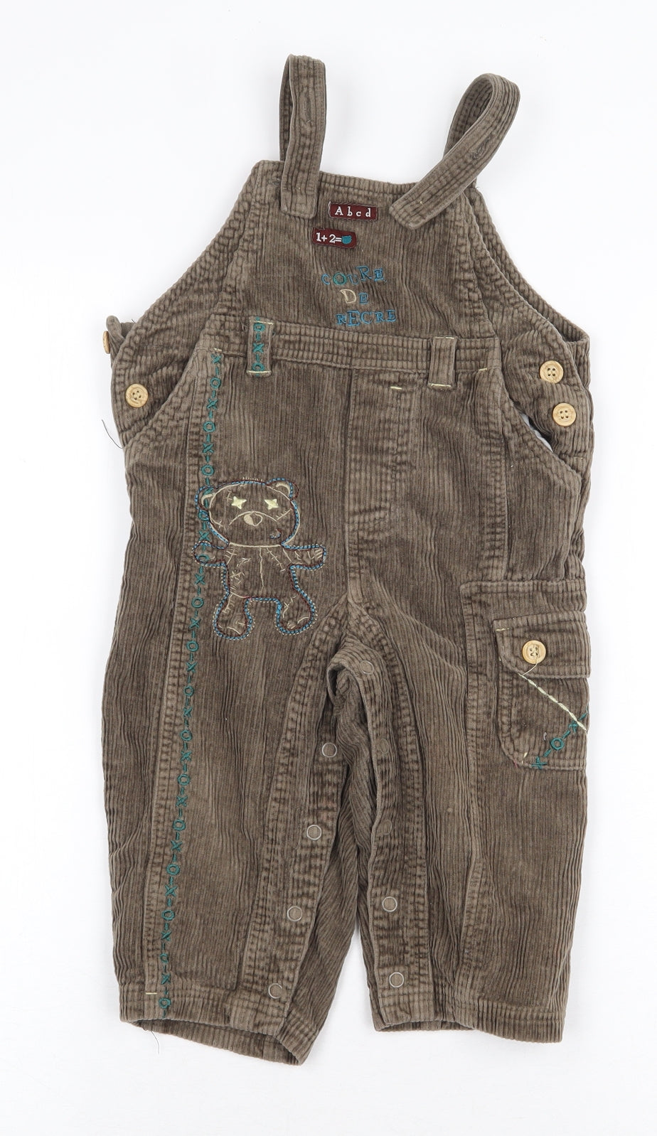 TISSAIA Baby Brown Cotton Dungaree Outfit/Set Size 24 Months Snap - Teddy Bear