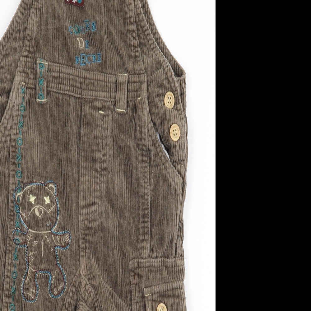 TISSAIA Baby Brown Cotton Dungaree Outfit/Set Size 24 Months Snap - Teddy Bear