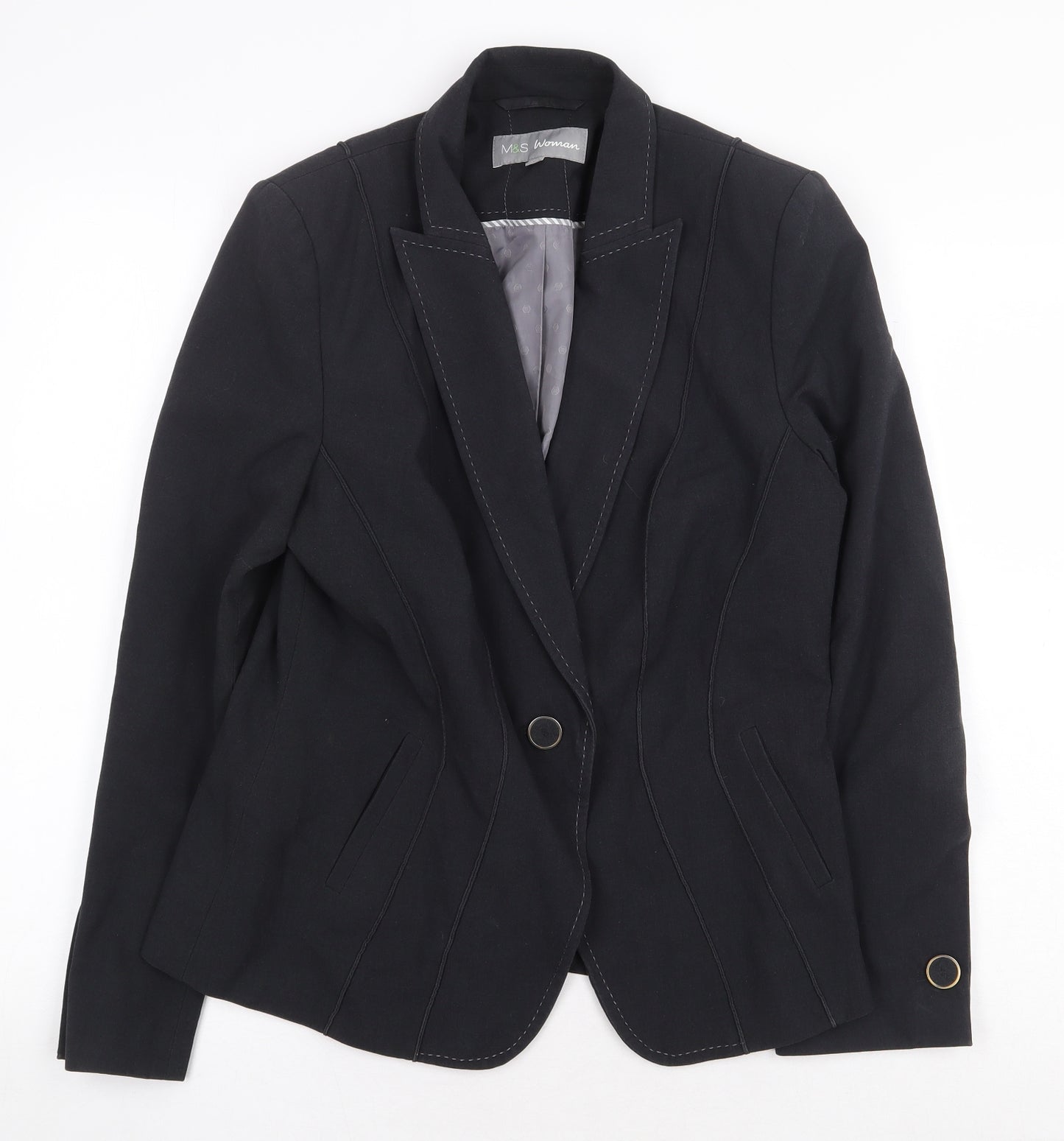 Marks and Spencer Womens Grey Jacket Size 14 Button