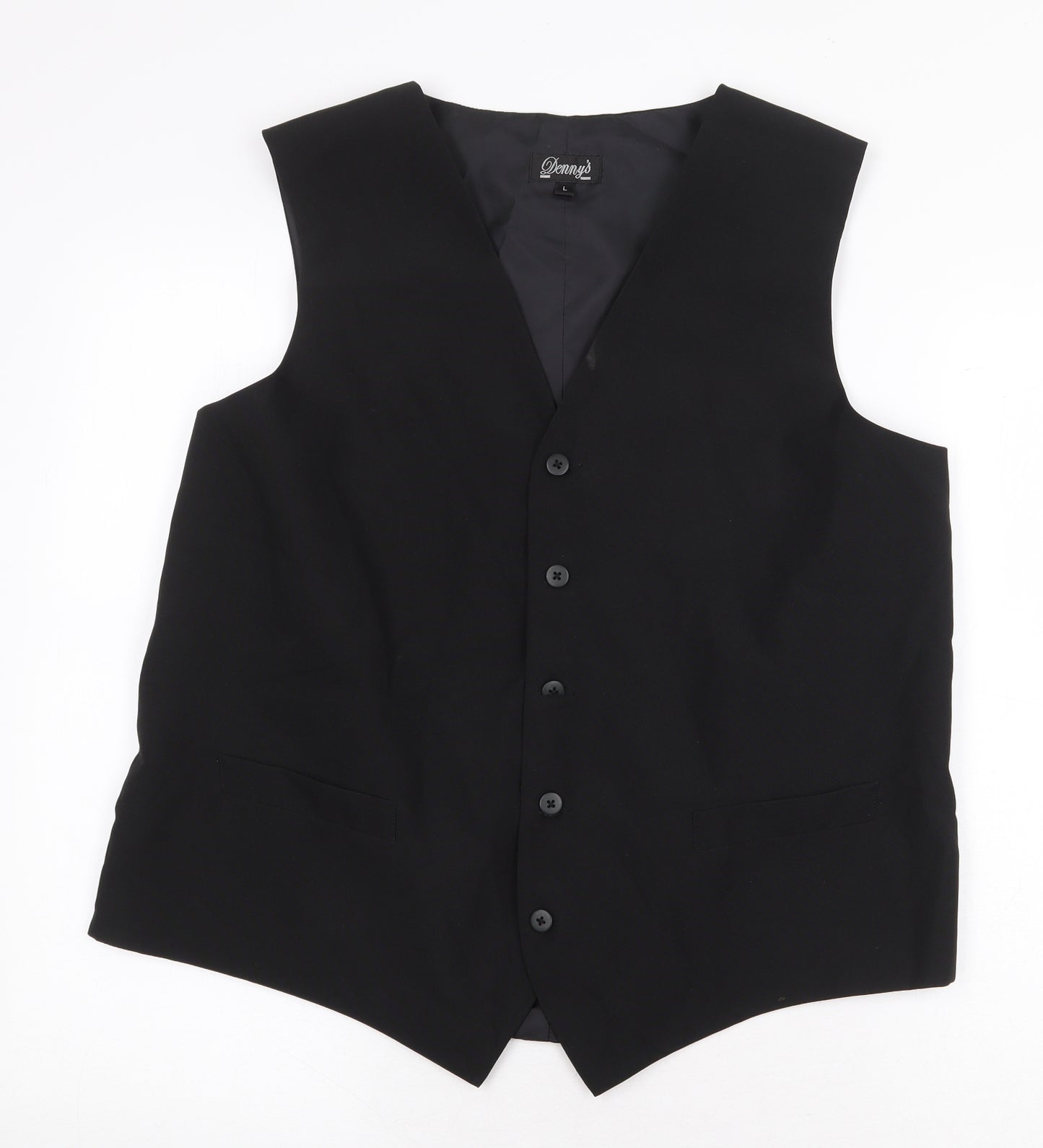 Denny's Mens Black Polyester Jacket Suit Waistcoat Size L