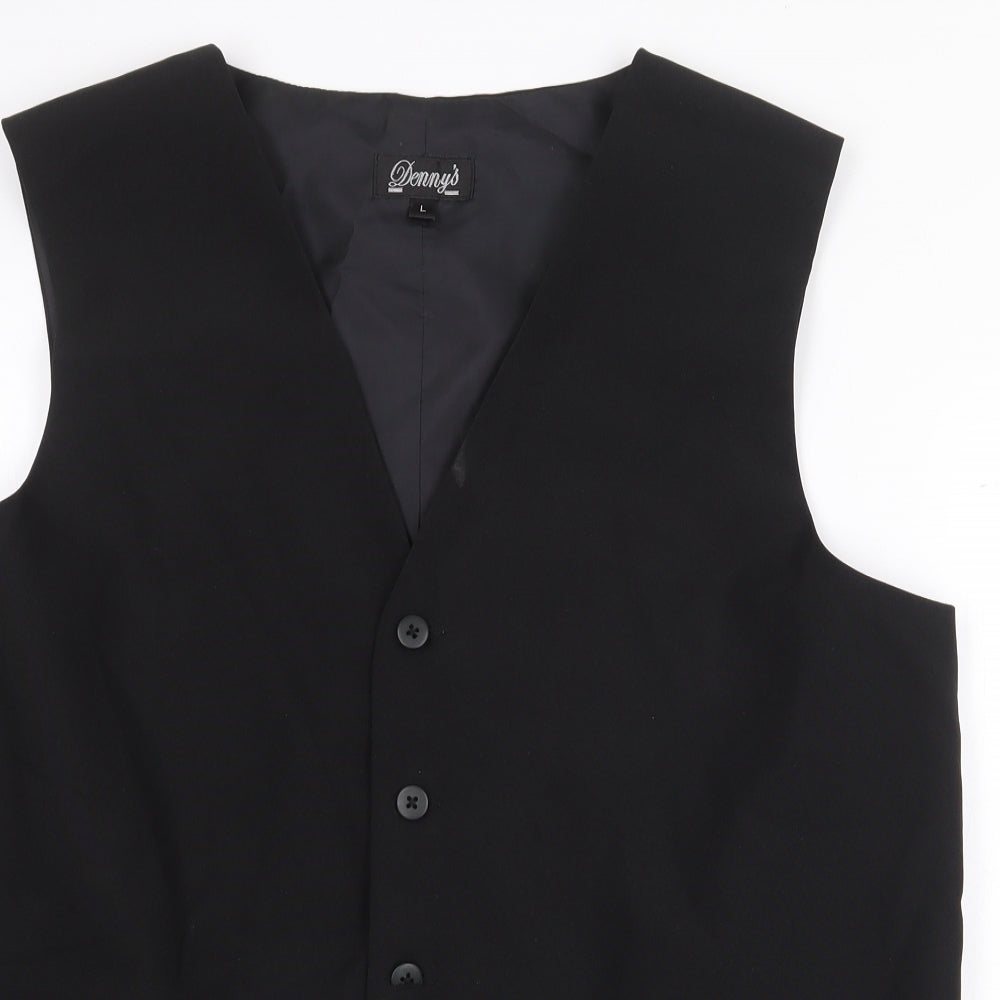 Denny's Mens Black Polyester Jacket Suit Waistcoat Size L