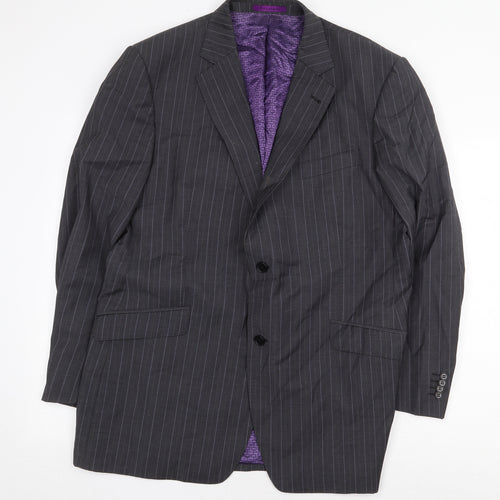 Balmain Mens Grey Striped Wool Jacket Blazer Size 44
