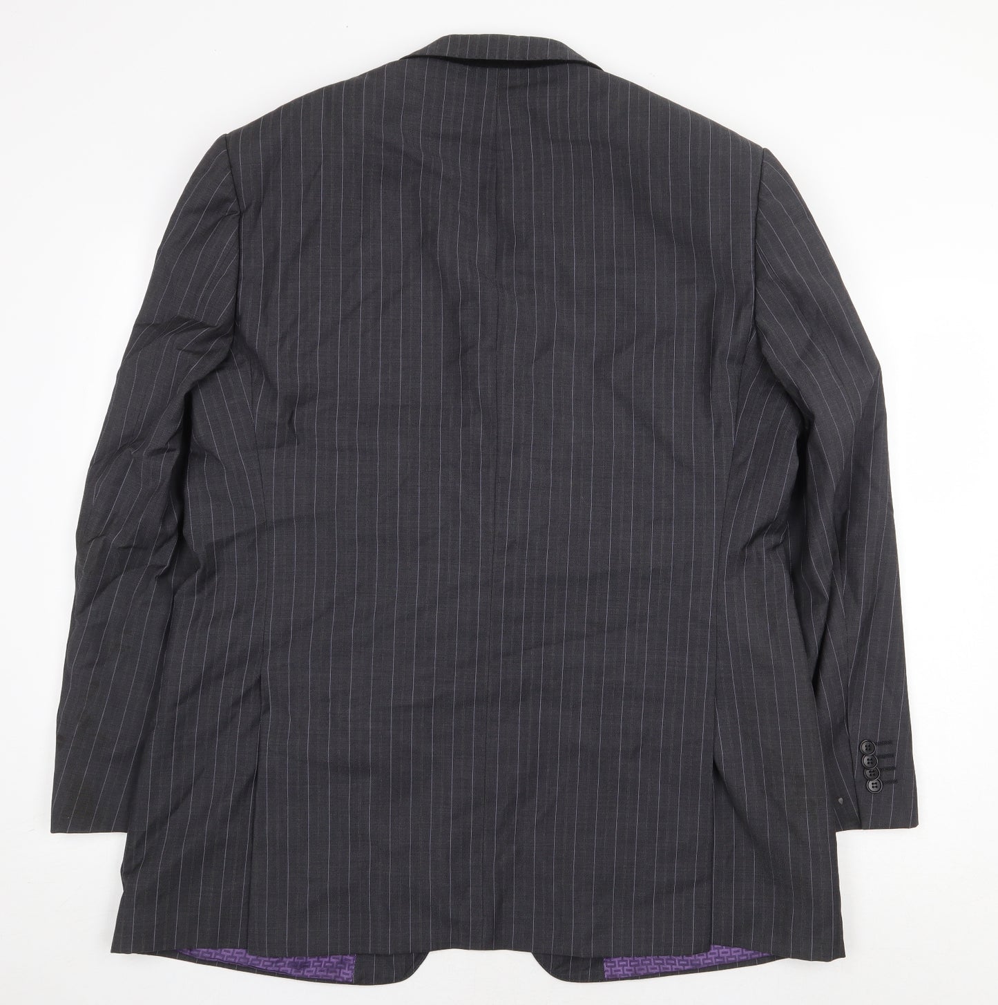 Balmain Mens Grey Striped Wool Jacket Blazer Size 44