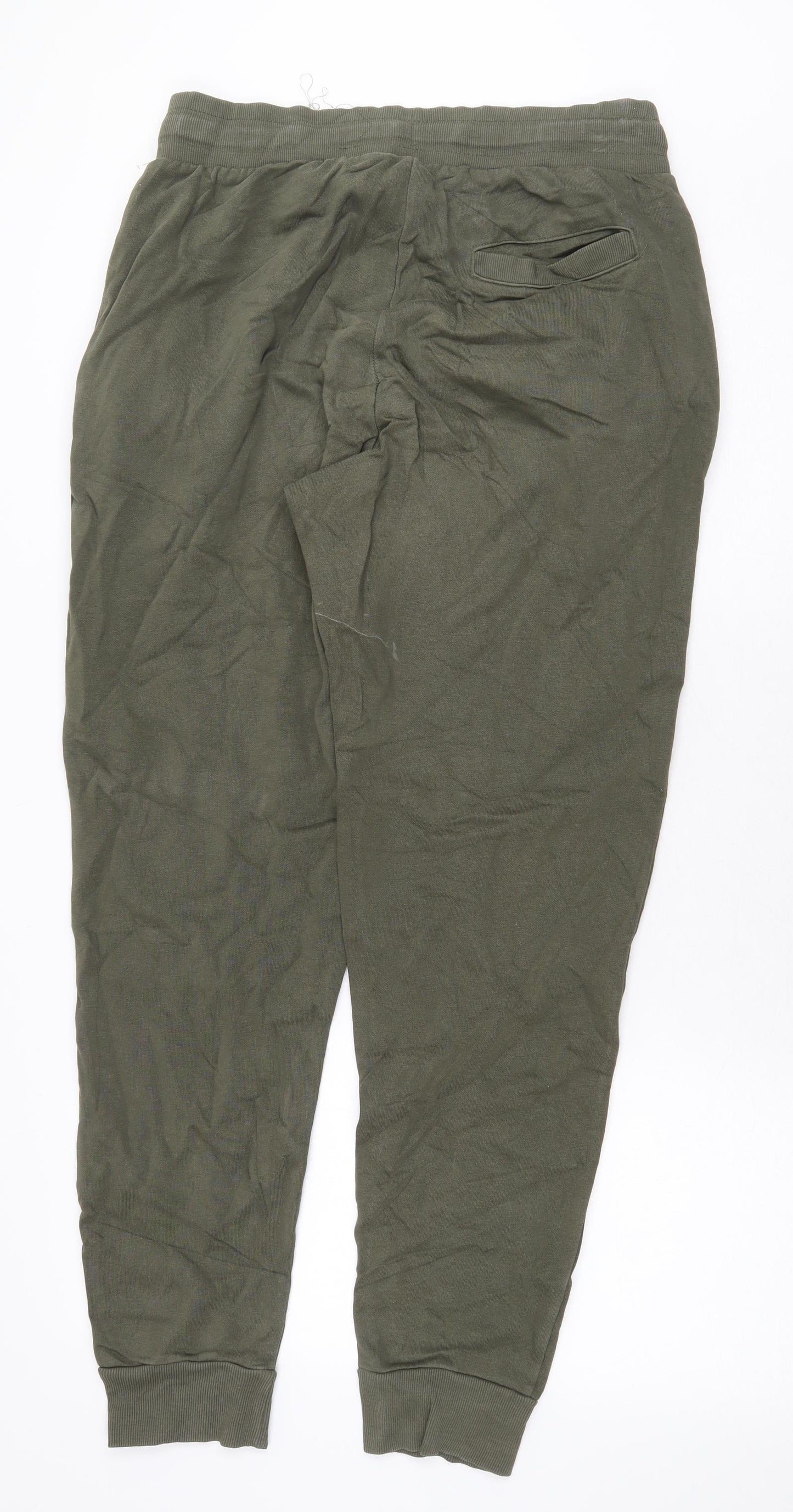 TU Mens Green Cotton Jogger Trousers Size M Regular Drawstring