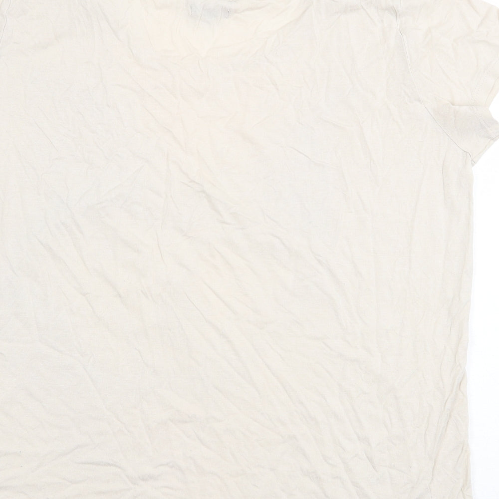 Papaya Womens Beige Viscose Basic T-Shirt Size 16 Round Neck - Wolf