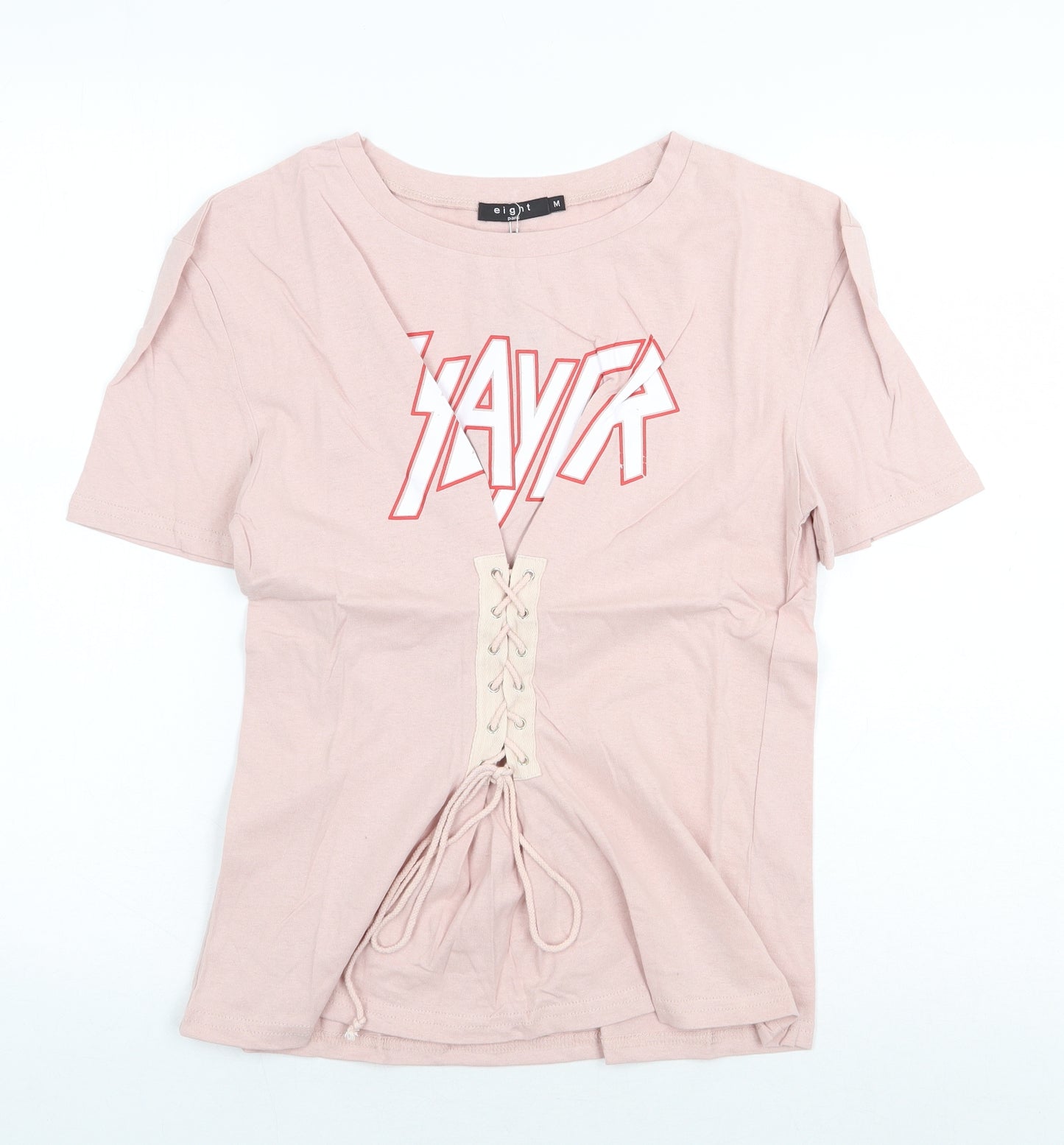 Eight Paris Womens Pink 100% Cotton Basic T-Shirt Size M Round Neck