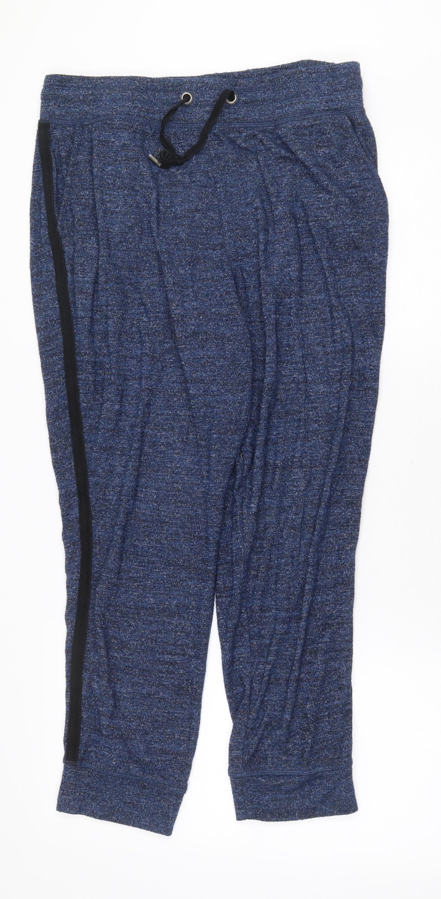 Marks and Spencer Womens Blue Polyester Jogger Trousers Size 14 Regular Tie