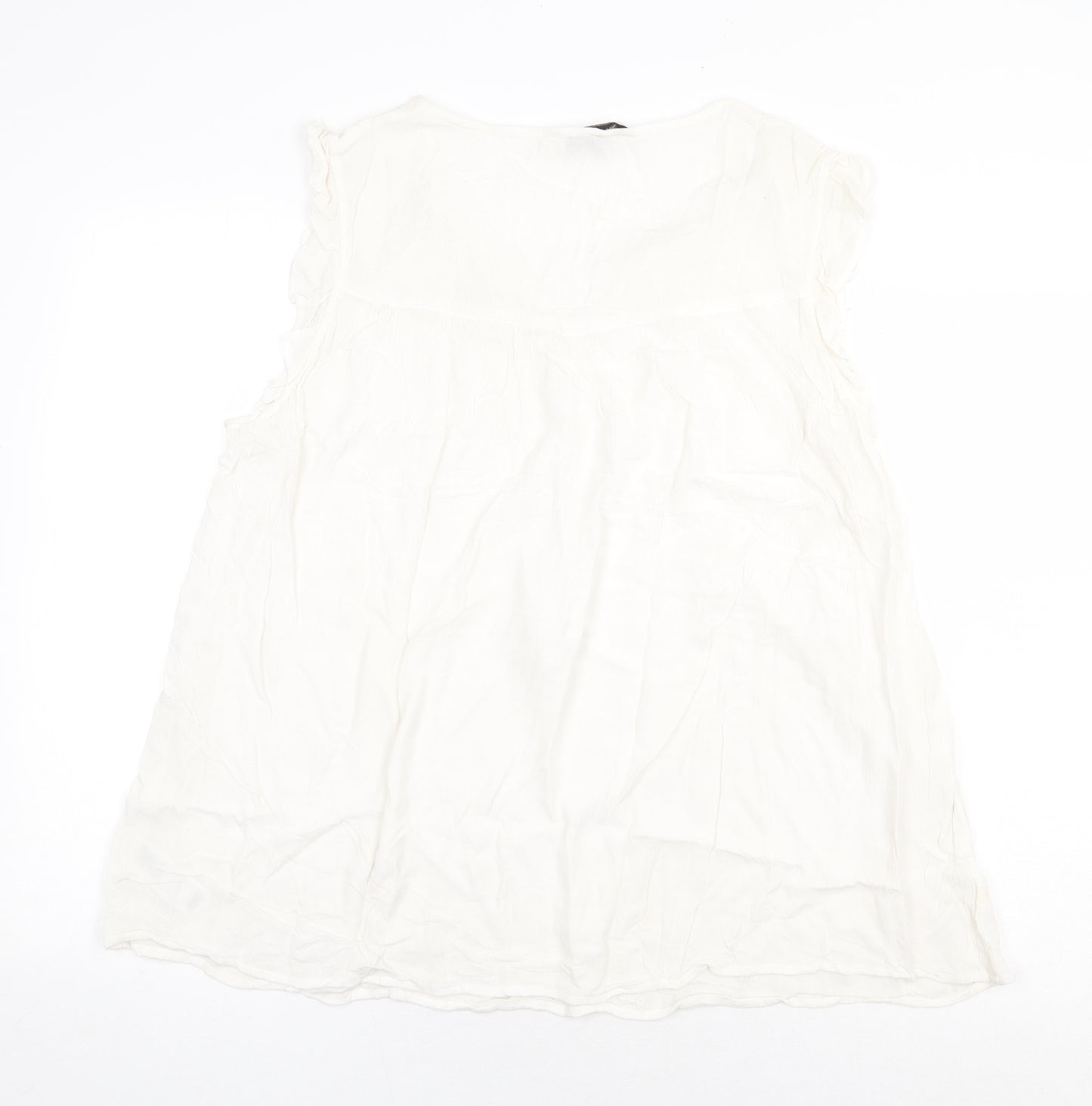 F&F Womens White Viscose Basic Blouse Size 18 V-Neck