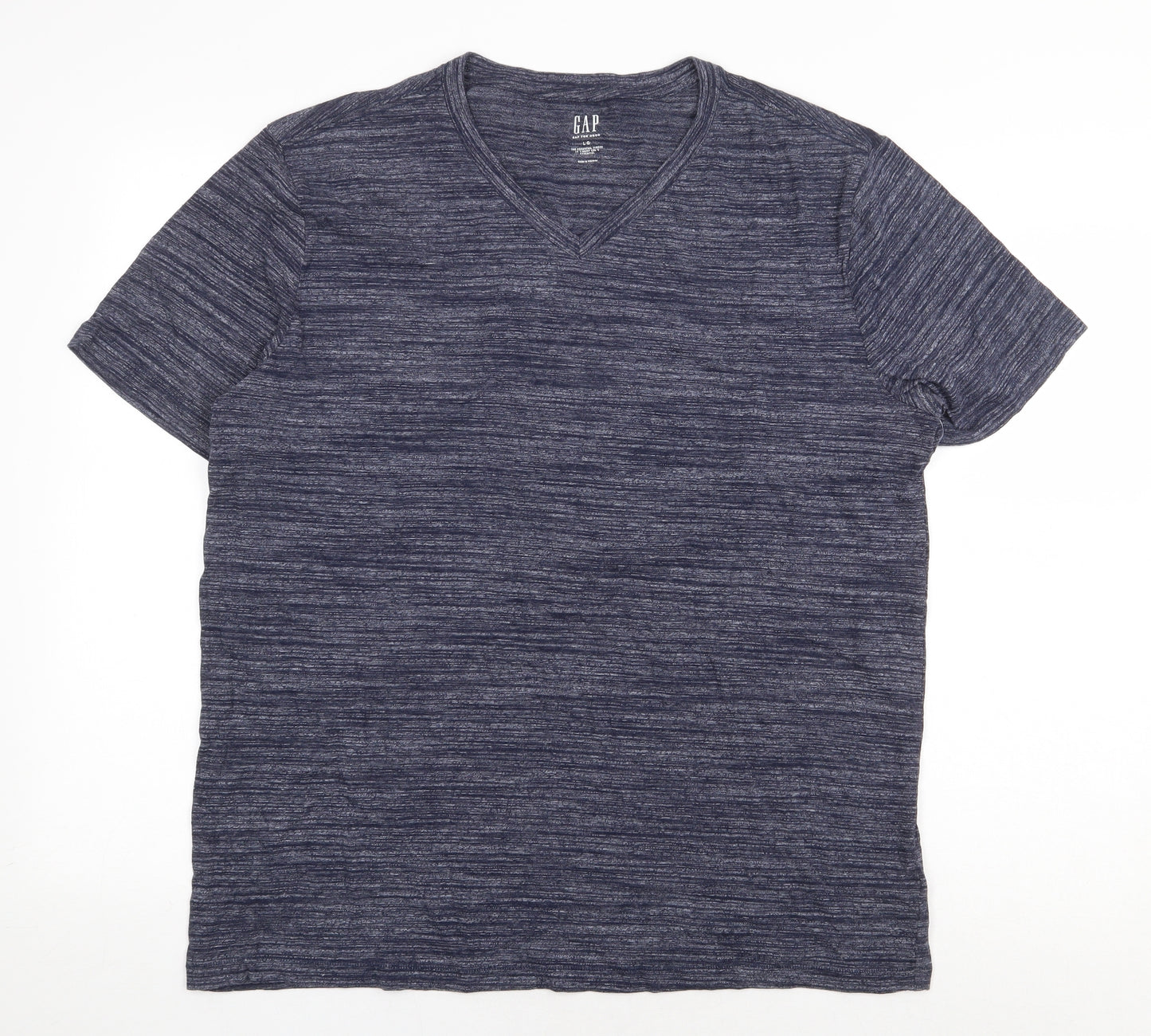 Gap Mens Blue Cotton T-Shirt Size L V-Neck