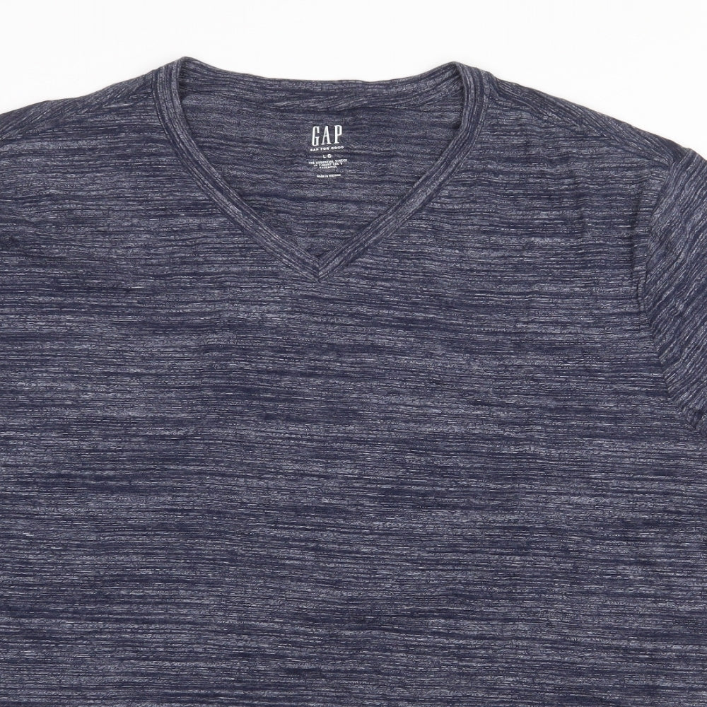 Gap Mens Blue Cotton T-Shirt Size L V-Neck