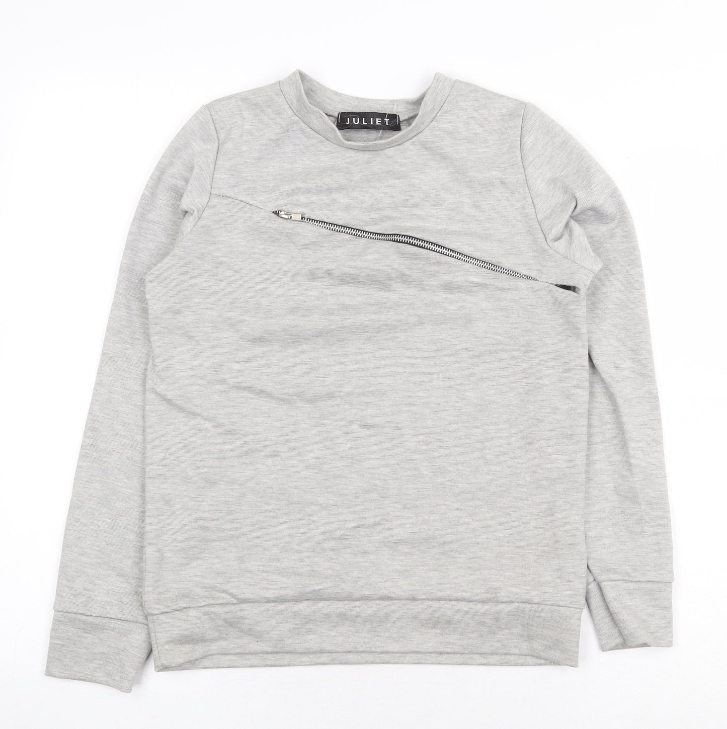 Juliet Womens Grey Polyester Pullover Sweatshirt Size S Pullover