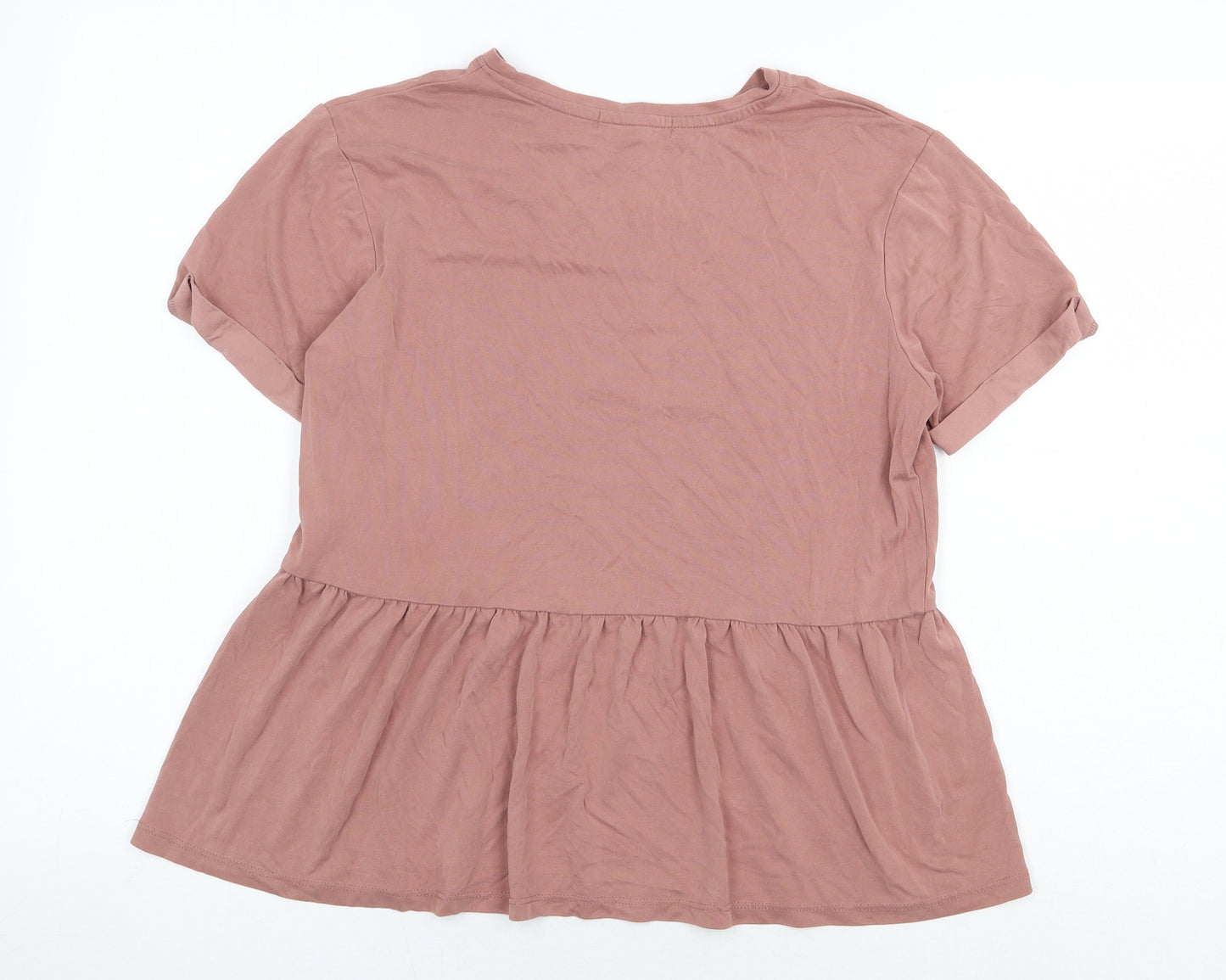 Primark Womens Pink Modal Basic T-Shirt Size S Crew Neck - Peplum