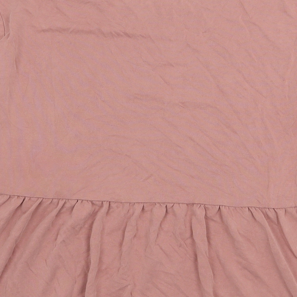 Primark Womens Pink Modal Basic T-Shirt Size S Crew Neck - Peplum