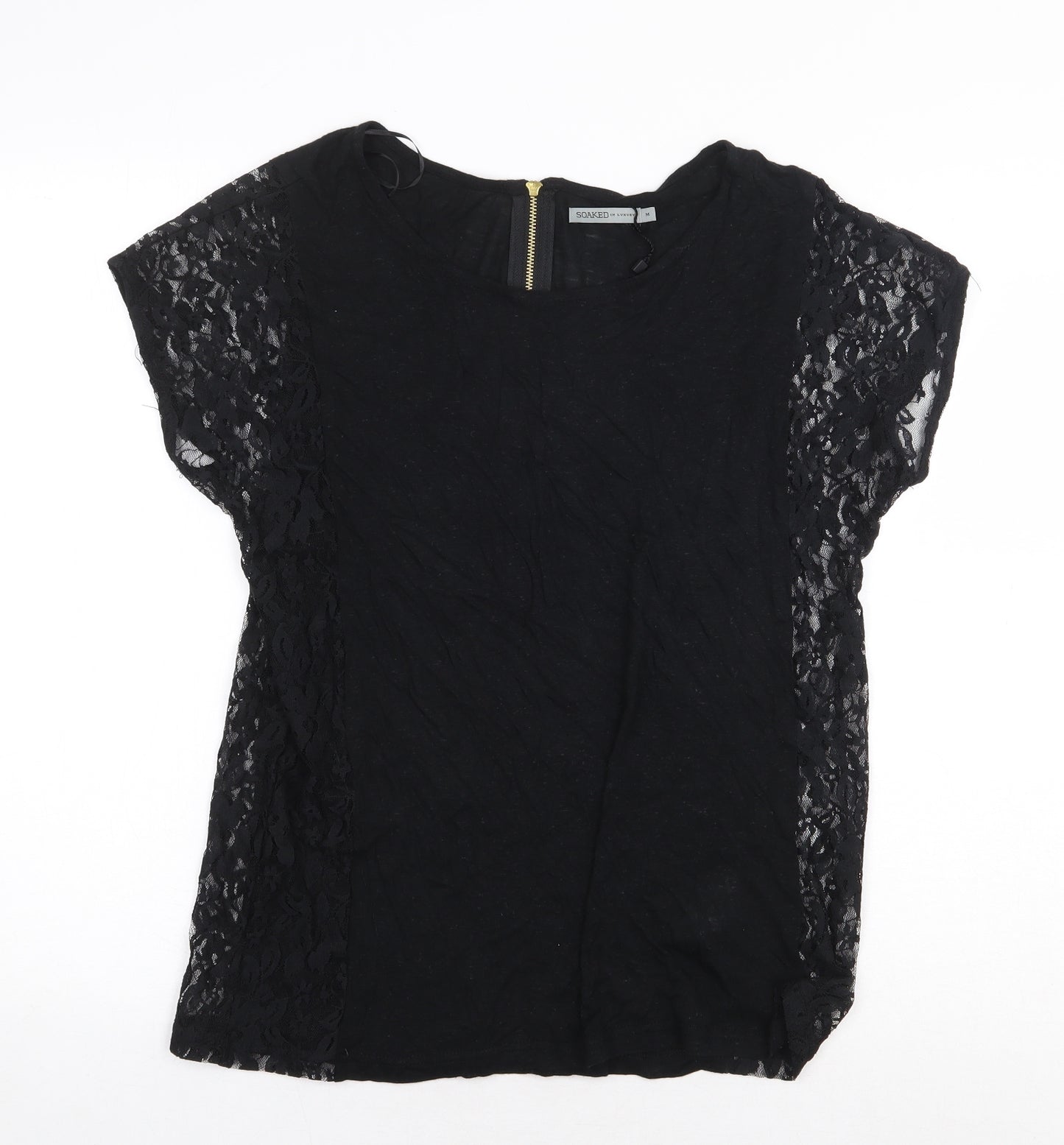 Soaked in Luxury Womens Black Viscose Basic Blouse Size M Boat Neck