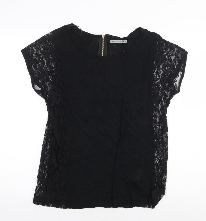 Soaked in Luxury Womens Black Viscose Basic Blouse Size M Boat Neck