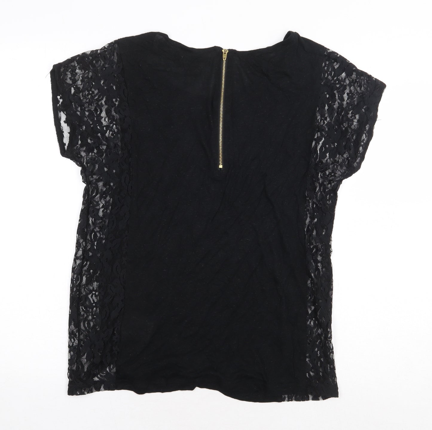 Soaked in Luxury Womens Black Viscose Basic Blouse Size M Boat Neck