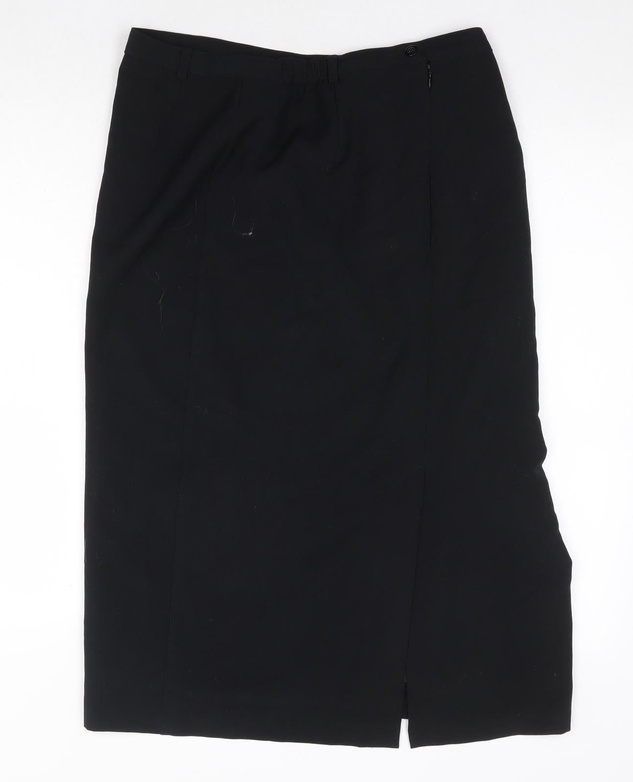 Marks and Spencer Womens Black Polyester Straight & Pencil Skirt Size 12 Zip