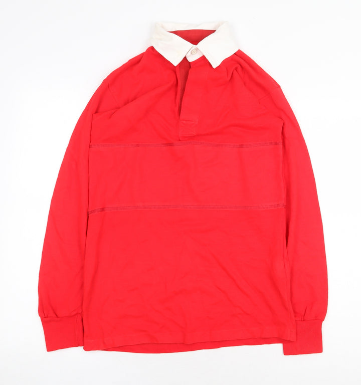 Preworn Boys Red Acrylic Basic Polo Size L Round Neck Button