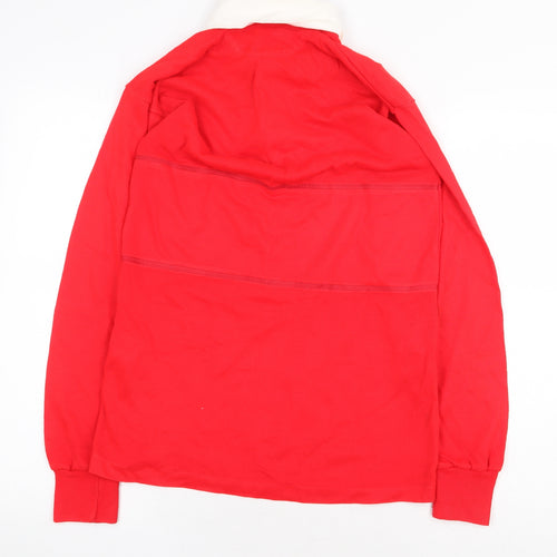 Preworn Boys Red Acrylic Basic Polo Size L Round Neck Button
