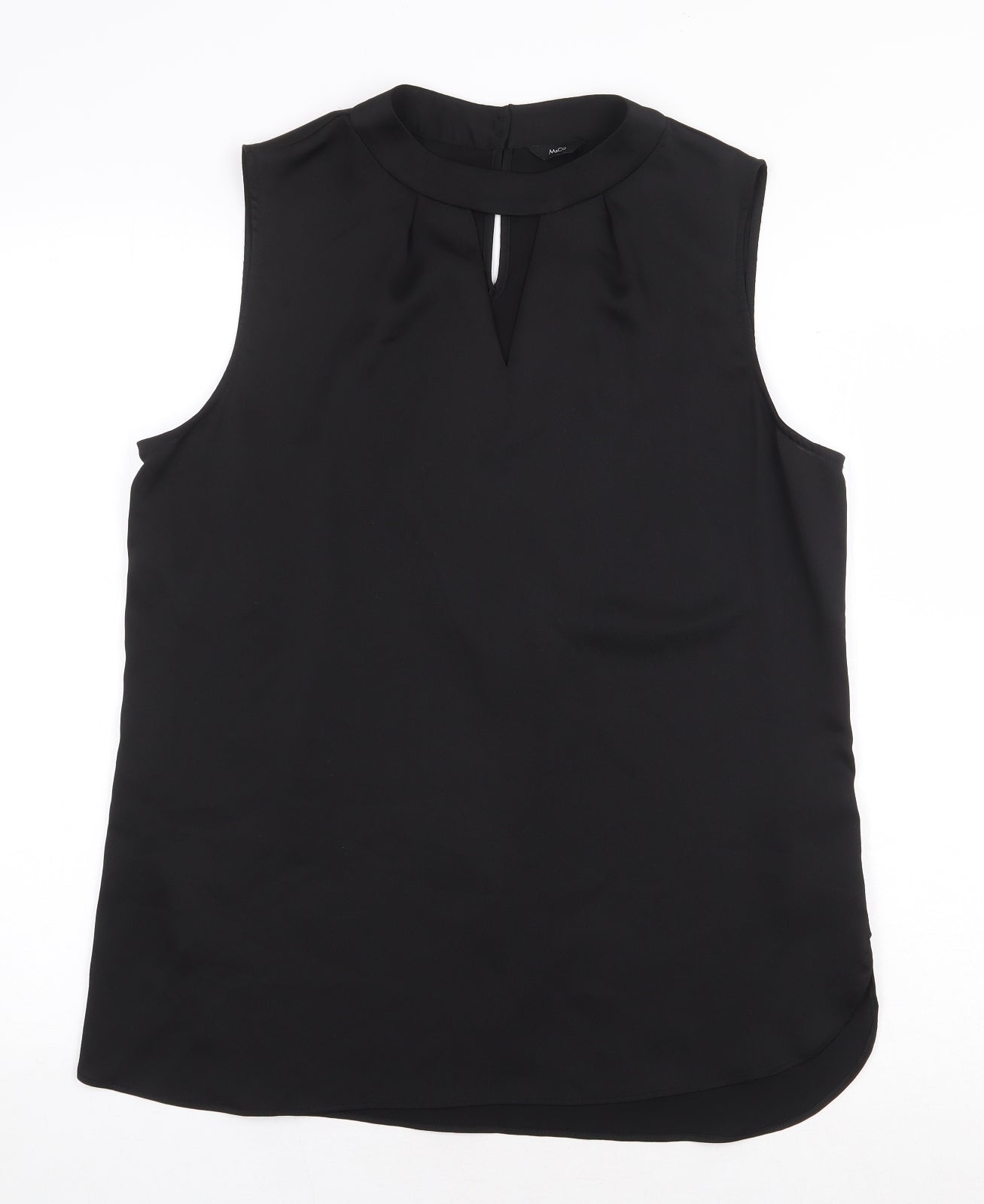 M&Co Womens Black Polyester Basic Blouse Size 14 Round Neck