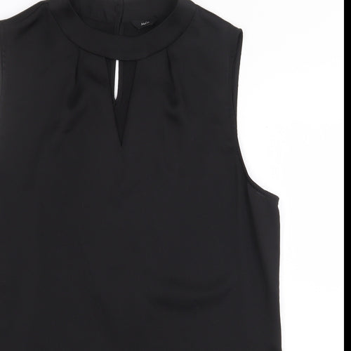 M&Co Womens Black Polyester Basic Blouse Size 14 Round Neck