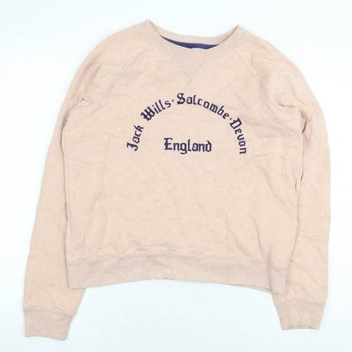 Jack Wills Womens Pink Cotton Pullover Sweatshirt Size 10 Pullover - Salcombe Devon