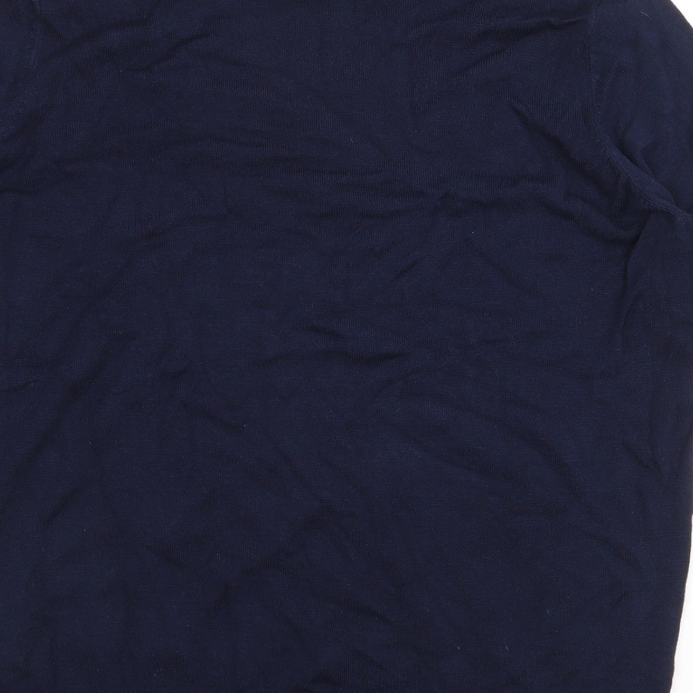 Marks and Spencer Womens Blue Viscose Basic T-Shirt Size 14 Crew Neck