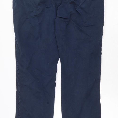 Bruun&Stengade Mens Blue Cotton Trousers Size 36 in Regular Zip