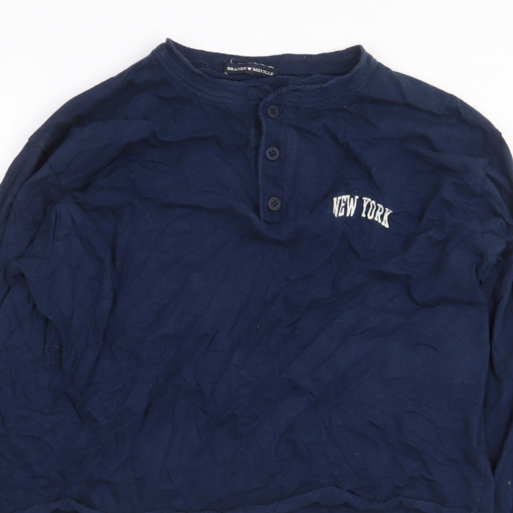 Brandy Melville Womens Blue Cotton Basic Tank Size M Henley - New York