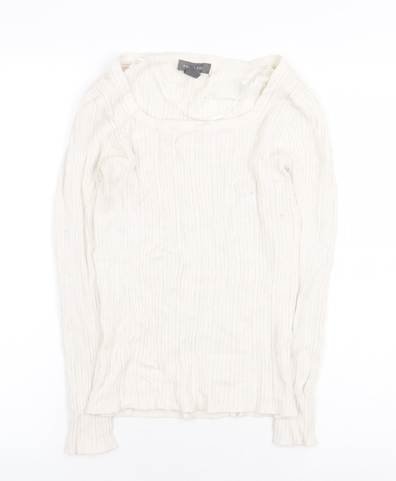 Primark Womens White Scoop Neck Viscose Pullover Jumper Size M