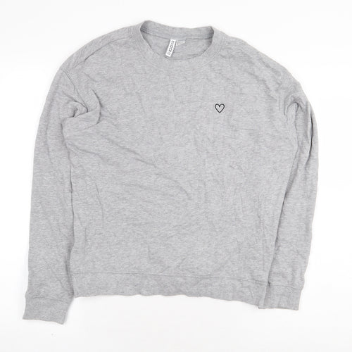 H&M Womens Grey Cotton Pullover Sweatshirt Size M Pullover - Heart